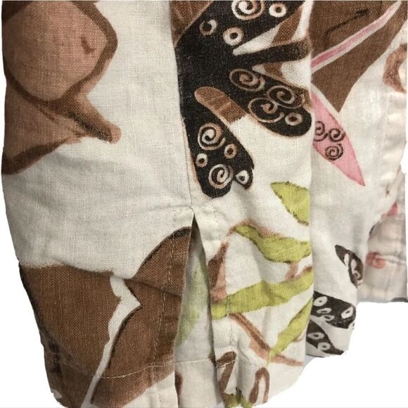 Vintage JM Collection 16 100% LINEN  Art Print RolltabSlv Women’s Blouse Shirt - Picture 5 of 11